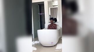 Young Darksin Beauty Bathing. Chokes on Step Fathers Cock