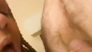 Black tinder slut eats ass chokes on cock