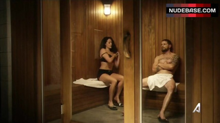 Natalie Martinez Removes Bra in Sauna – Kingdom