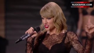 Taylor Swift in See Through Dress on Stage – The Victoria'S Secret Fashion Show 2014