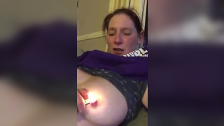 Dumb crack whore burns her nipples for her owner