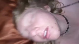 Drunk girlfriend treated like slut for cum