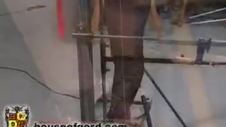 slave caught masturbating punished with fucking machine