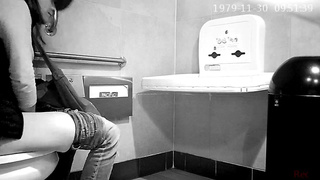 Latina teen slut caught peeing in public restroom