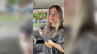 Cute Girl Flashes Lovely Tits in Car TWEAKS NIPS