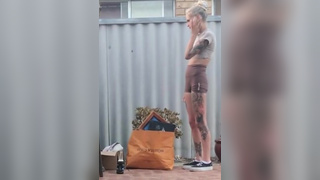 Skinny Tatted Aussie Slut Ass Caught on Spy Camera