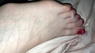 Cum on sleeping wife toes feet