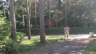 caught naked on the driveway by passing cars