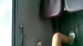 Sleeping drunk teen showing pussy in the bus