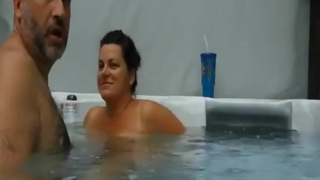 Mature couple having sex in their hot tub (claim)