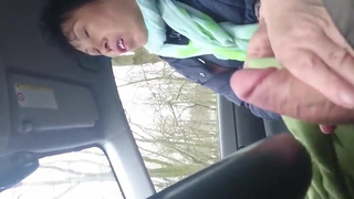 older chinese lady handjob in car (claim)