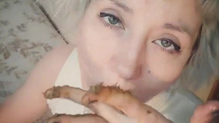 Blonde Whore Eats Shit From Man Ass (claim)