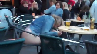 Drunk girl w/o pants at beer garden (claim)