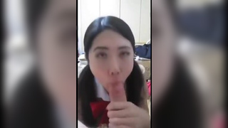 Asian girl blowjob and get facial
