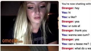 Cute Blonde Omegle Girl Rubs her Perky Tits