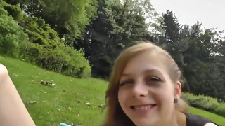 Girlfriend gets creampied in the park