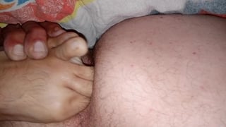 Anal self foot fisting three toes deep