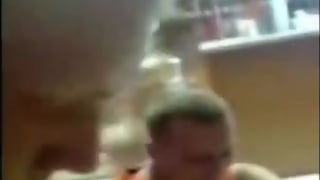 Drunk woman dances naked in a restaurant