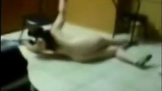 Drunk woman dances naked in a restaurant