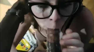 Redhead in glasses forced to deepthroats bbc