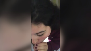 Chubby teen gives blow job on cell phone cam