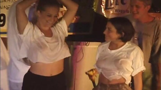 Girls win wet T-shirt contest w/ heavy lesbian ass