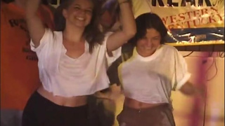 Girls win wet T-shirt contest w/ heavy lesbian ass
