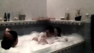 Sparkling bathroom with two sexy street babes in the Jacuzzi Hotel