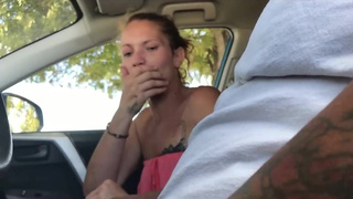 Milf StreetHorny street babe blowjob and Swallow in car
