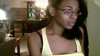 Black Teen Flashes Tits for Webcam