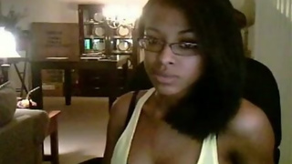 Black Teen Flashes Tits for Webcam