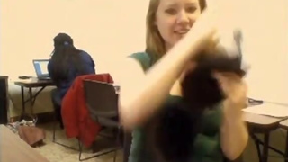 Woman Flashing Tits on Webcam in Public