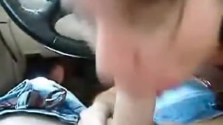 MILF Sucks the Shit out of Hard Cock Car Blowjob