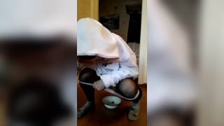 Drunk Russian pees in bowl on the floor Margo Cryb