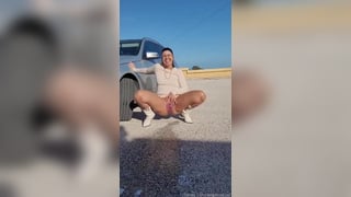Highclass lady pee in a public parking - devoted to piss