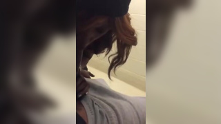 Ebony horny fuckable babe fast service in the bathrooms of the gas station