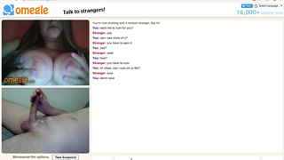 Busty Omegle girl unzips for cum