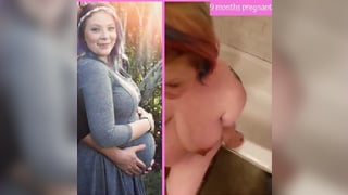 Pissing on 9 months pregnant whore