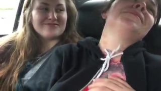 Brutal Whore Tit Abuse in Car FRIEND WATCHES