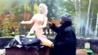 Beggar has hard sex with inflatable doll sexy fuckable babe