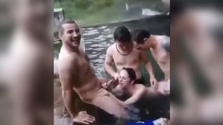 Drunk dudes use and degrade a streetwhore