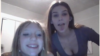 2 girls playing omegle game and showing off
