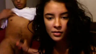 Brother and Sister playing on webcam