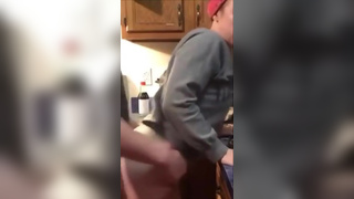 Freeuse fucking wife from behind in kitchen