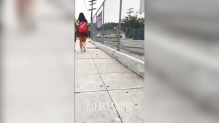 Chubby asian girl runs from creep upskirt