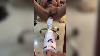 Tight asian getting pounded by her mirror toy