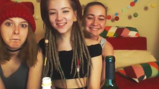 hot, cute lesbian teens get Drunk and high on cam