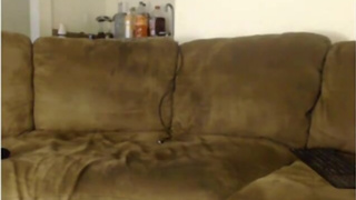 Ebony Fucks A Dildo On Couch