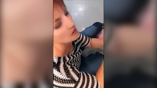 Short Haired Girl swallows his Load