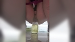 Girl Pisses into Glass Cup, Overflows all over the Floor Jezebel Napalm 1080p